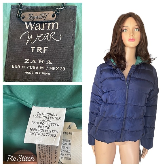 New! Zara - warm TRF hooded puffer jacket size M - Picture 1 of 12